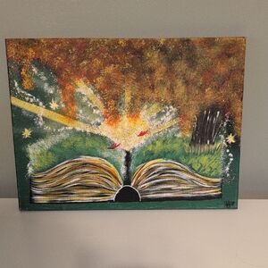 Original Abstract Open Book Canvas Art